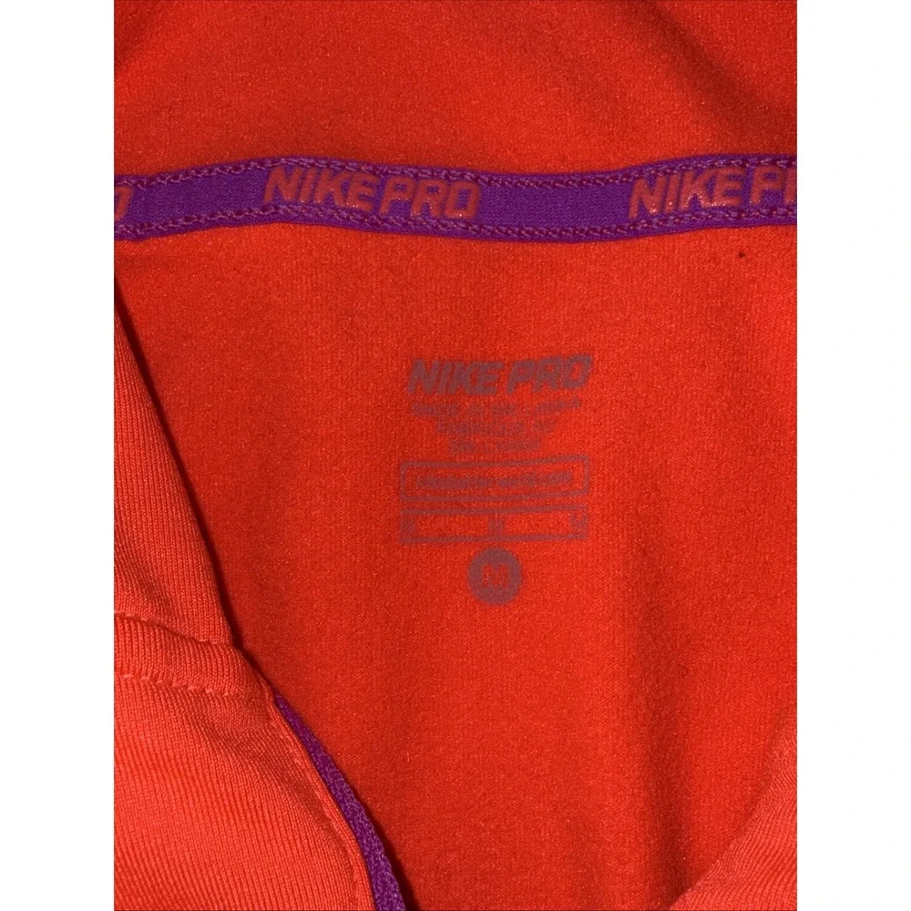 Nike Pro Girls Youth Medium Orange And Purple Hooded‎ Pullover Dri Fit